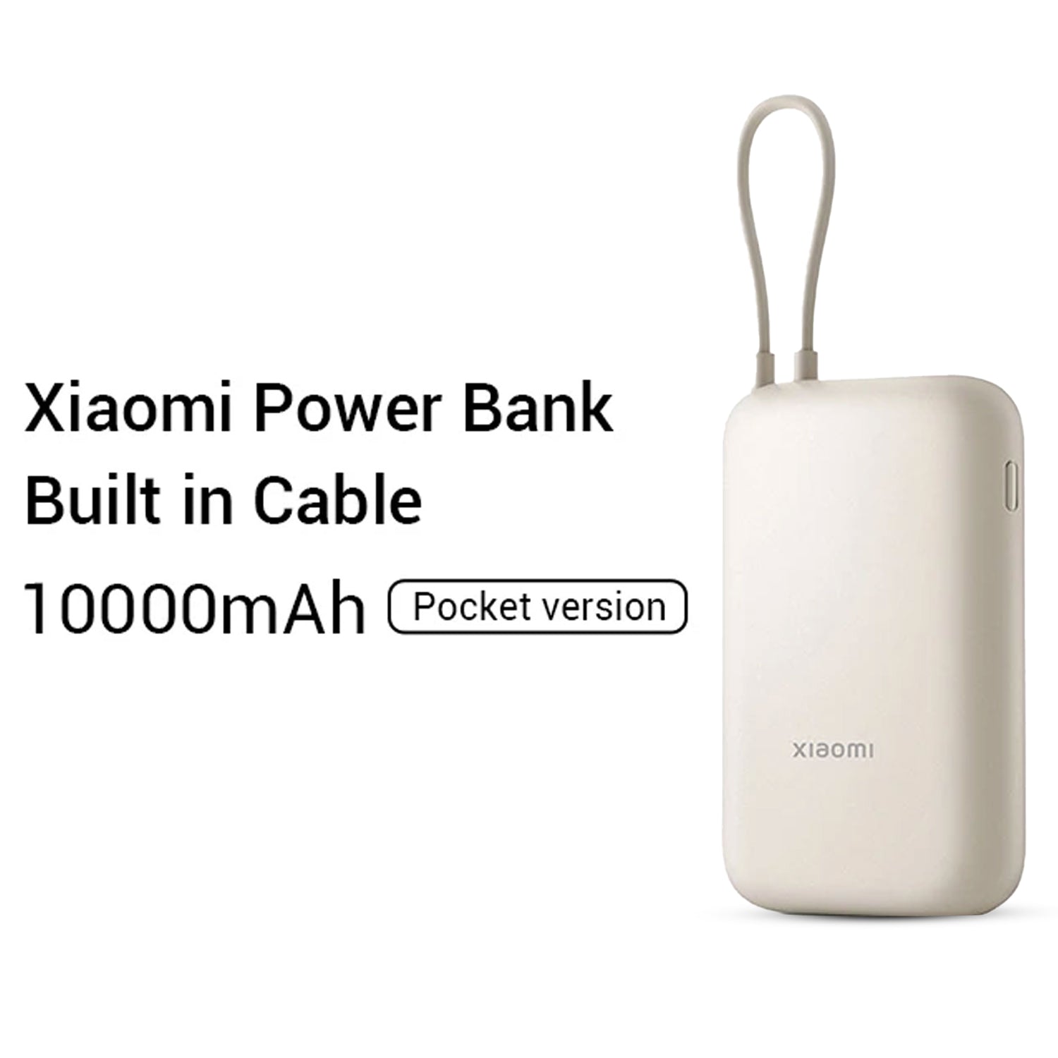Xiaomi Pocket Edition Power Bank 10000mAh with Built-in Cable - 22.5W Fast Charging
