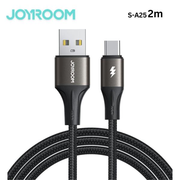 JOYROOM S-A25 Light-Speed 3A Fast Charging Data Cable - USB-A to Type-C (2m, Black)
