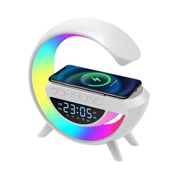BT3401 LED Wireless Phone Charger & Bluetooth Speaker with Night Light and Alarm Clock