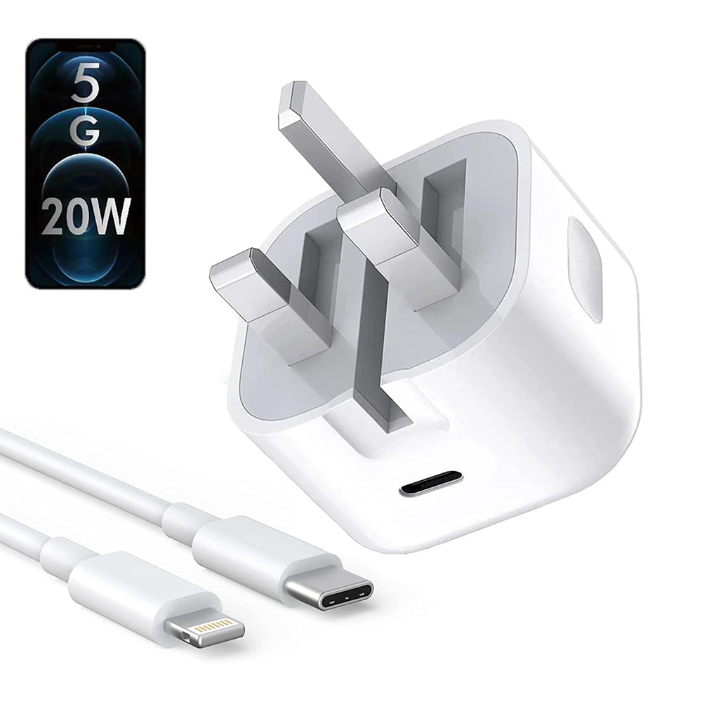 Apple 20W USB-C Power Adapter with Cable - Fast Charging for iPhone & iPad Pro