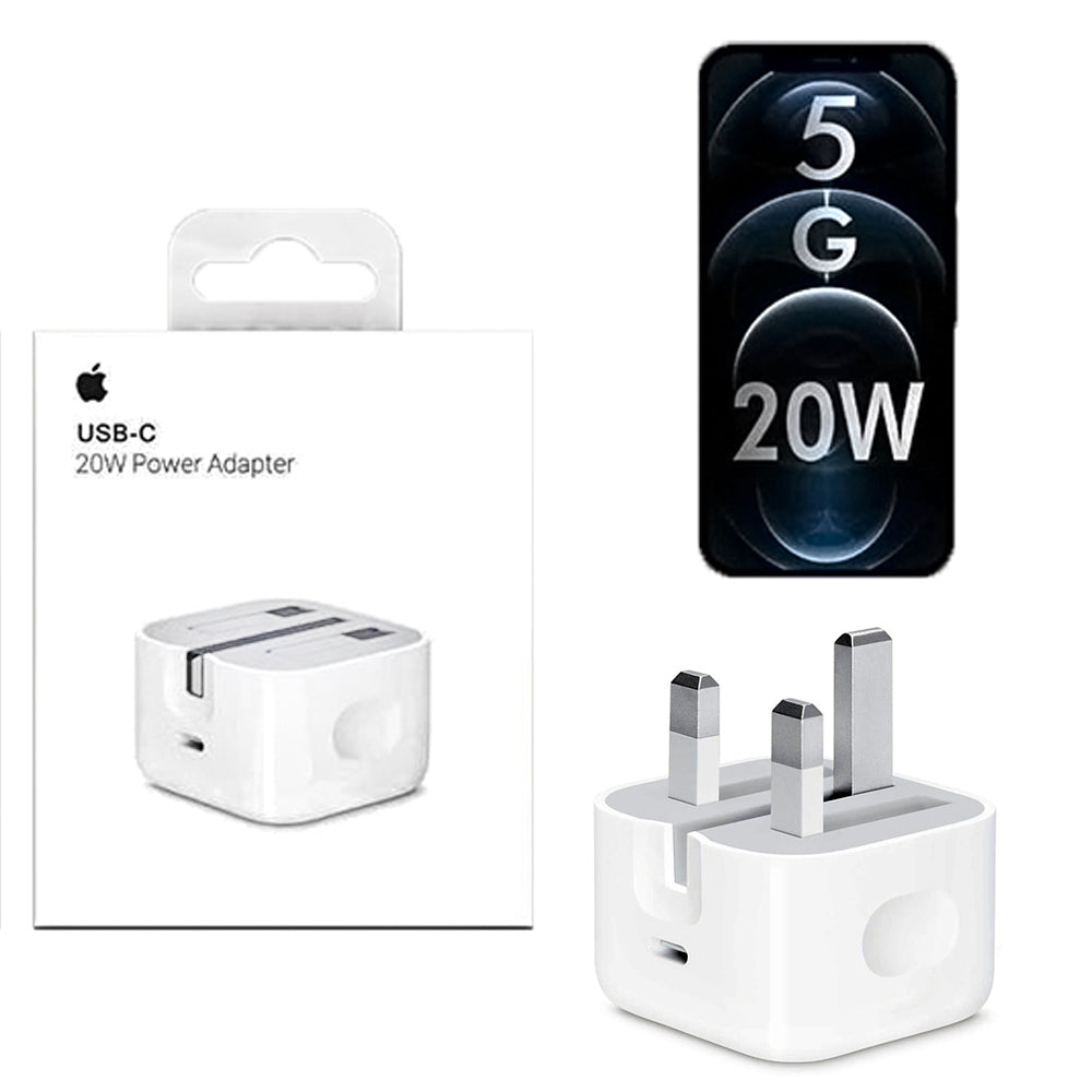 Apple 20W USB-C PD Power Adapter Charger - Fast Charging for iPhone & iPad (UK Plug)