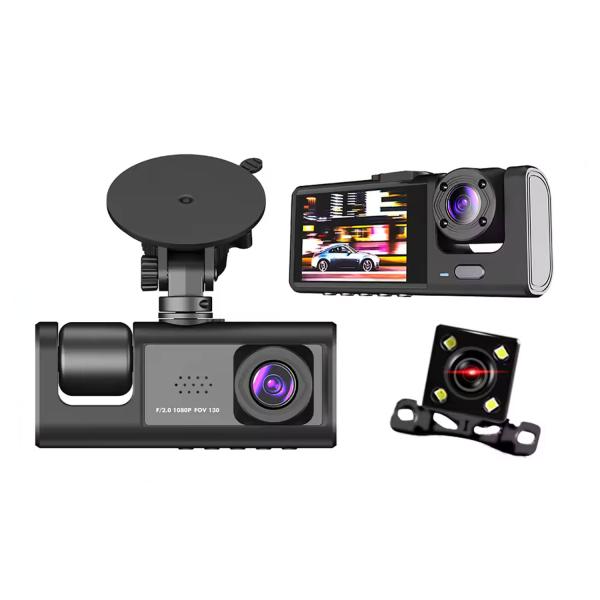 Y16 3 Channel HD 1080P Dash Cam with Ultra-Wide 170° Angle Lens - Front and Rear Recording