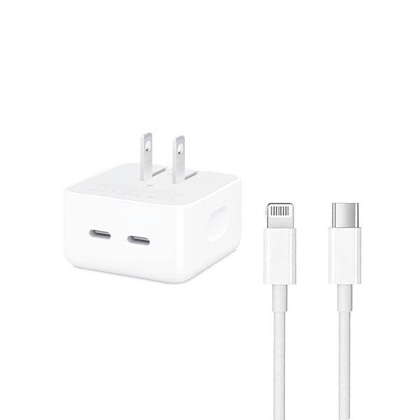 IPHONE 14 Pro 2 Pin (US PIN) 50W USB-C+C POWER Adapter With USB-C TO LIGHTINING CABLE