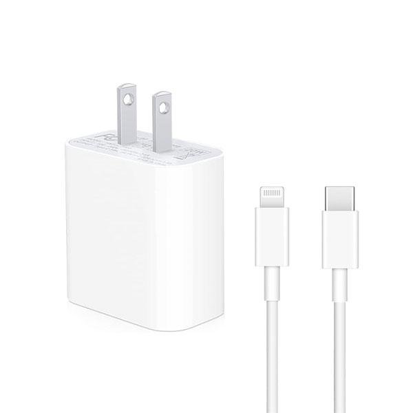 IPHONE USB-C PD 20W POWER ADAPTER CHARGER 2 PIN (USA PIN) WITH CABLE