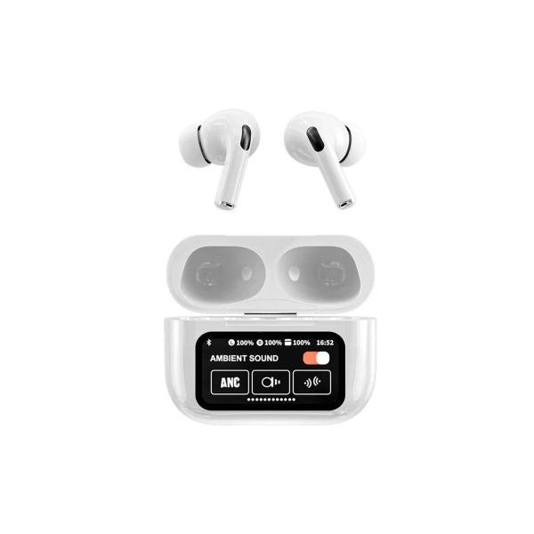 WHITE NEW A9 PRO APPLE AIRPODS ANC/ENC ZHONGKELQNXUN NOISE REDUCTION TOUCH CONTROL BLUETOOTH 5.4 WIRELESS EARBUDS
