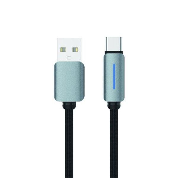 LOGILINK USB TO TYPE C NYLON FAST CHARGING DATA CABLE WITH LIGHT 1M (1 YEAR WARRANTY) BLACK