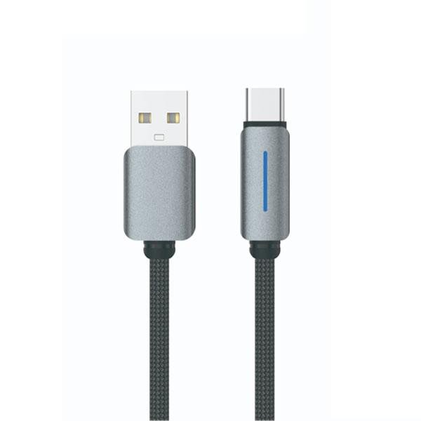 LOGILINK USB TO TYPE C NYLON FAST CHARGING DATA CABLE WITH LIGHT 1M (1 YEAR WARRANTY) GREY