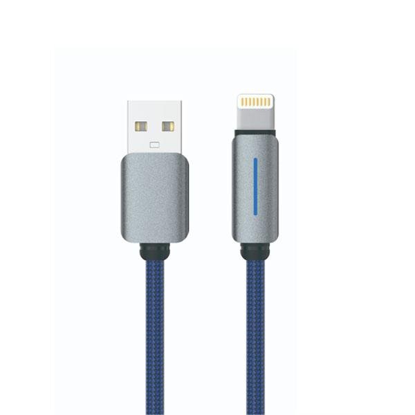 LOGILINK USB TO LIGHTNING NYLON FAST CHARGING DATA CABLE WITH LIGHT 1M (1 YEAR WARRANTY) BLUE