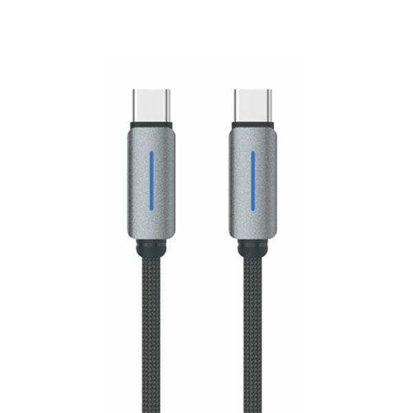 LOGILINK TYPE C TO TYPE C NYLON FAST CHARGING DATA CABLE WITH LIGHT 1M (1 YEAR WARRANTY) GREY