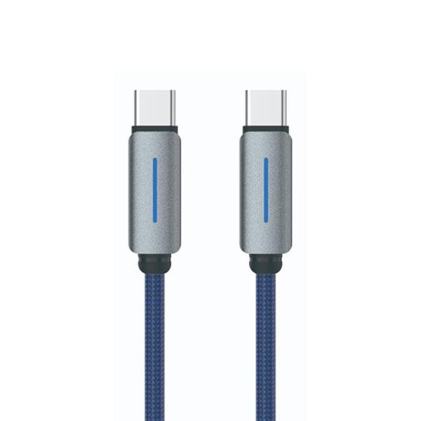 LOGILINK TYPE C TO TYPE C NYLON FAST CHARGING DATA CABLE WITH LIGHT 1M (1 YEAR WARRANTY) BLUE