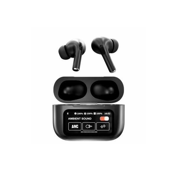 BLACK NEW A9 PRO APPLE AIRPODS ANC/ENC ZHONGKELQNXUN TOUCH CONTROL BT 5.4 EARBUDS