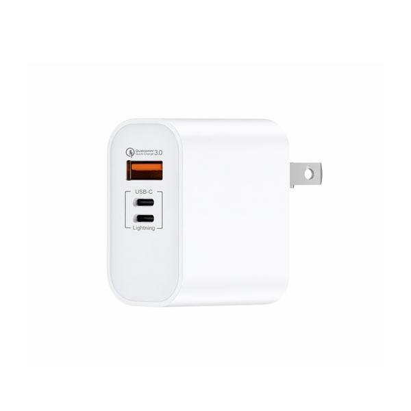 IPHONE 16 PRO MAX 50W POWER ADAPTER WITH 3 PORTS ( USB-A USB-C OR LIGHTNING )