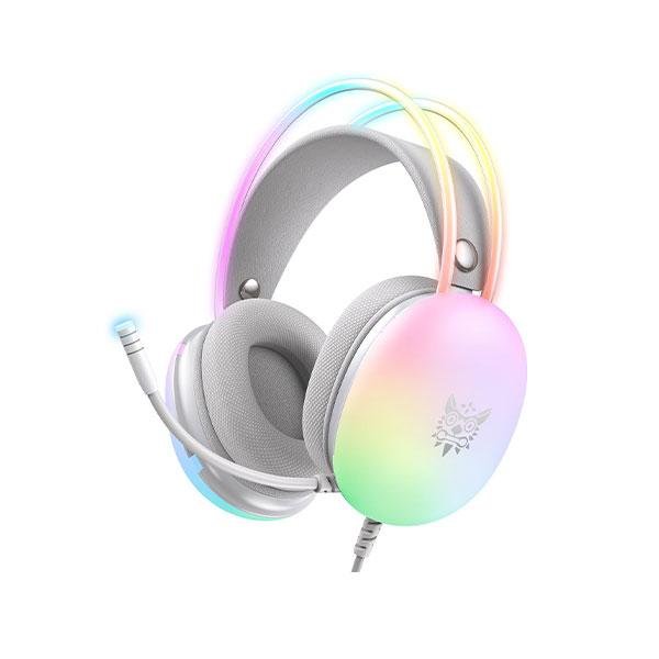 ONIKUMA-X25 PRO RGB HEAD BEAM WITH MIC 3.5MM DURABLE STEREO SURROUND GAMING HEADSET WHITE